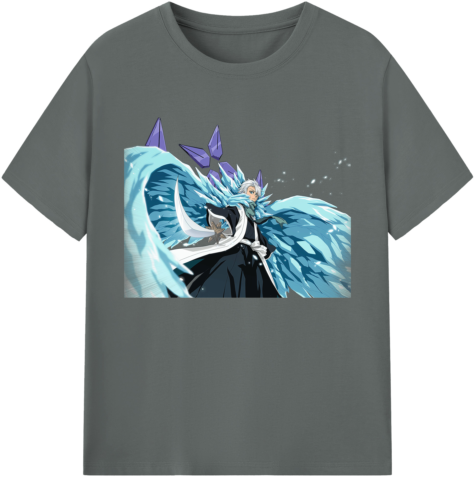 （画像用） ブリーチ 日番谷冬獅郎（ひつがや とうしろう） BLEACH Hitsugaya Toushirou 綿100％ メンズ半袖Tシャツ｜肌触りやわらか＆通気性